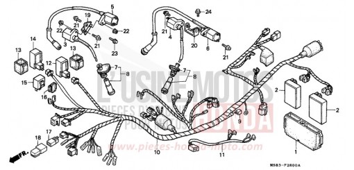WIRE HARNESS/ IGNITION COIL XRV650K de 1989